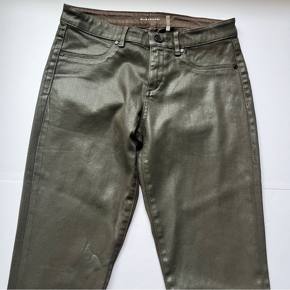 Elie Tahari Azella Pants Brown Skinny Leg Waxed Mid Rise Ankle Jeans Trousers 4 - Picture 10 of 14